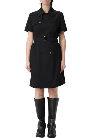 Burberry Kjole, Dame, Sort, 2XS, Uld, Elegant Bæltet Mini Kjole