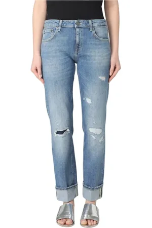 Dondup Jeans, Dame, Blå, W26, Uld, Slidte opsmøgede Boyfriend Jeans