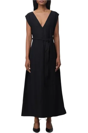 Fabiana Filippi Kjole, Dame, Sort, XS, Elegant Sort V-Hals A-Line Kjole