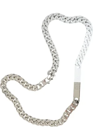 Maison Margiela Tilbehør, Dame, Grå, ONE SIZE, Sølv kæde halskæde med nummer charms