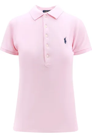 Ralph Lauren Top, Dame, Lyserød, M, Bomuld, Broderet bomulds polo shirt