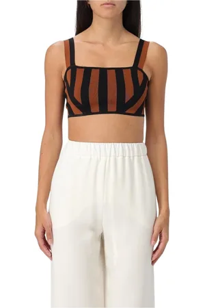 Staud Top, Dame, Brun, XS, Nylon, Brun Stribet Strik Top