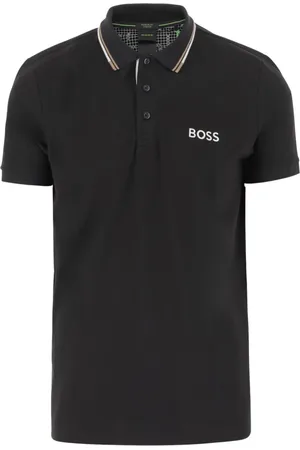 HUGO BOSS Top, Herre, Sort, M, Bomuld, Logo Polo Shirt i Stretch Cotton Blend