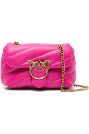 Pinko Taske, Dame, Lyserød, ONE SIZE, Uld, Fucsia Skuldertaske Elegant og Funktionel