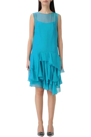 Alberta Ferretti Kjole, Dame, Blå, S, Chiffon, Blå Ruffle Mini Kjole