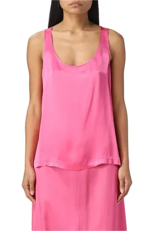 SEMICOUTURE Top, Dame, Lyserød, 2XL, Uld, Fuchsia Silke Cami Top