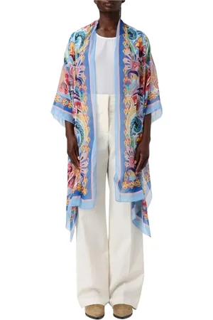 Etro Bluser & Skjorter, Dame, Flerfarvet, S, Uld, Multifarvet Silke Kimono Jakke