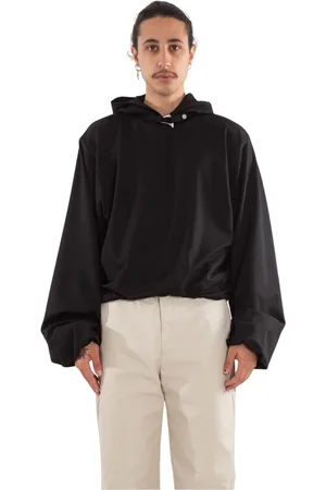 HELIOT EMIL Sweathshirts & Hoodies, Herre, Sort, S, Samlet Hem Hættetrøje i Sort