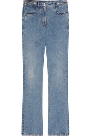 Givenchy Jeans, Dame, Blå, W28, Bomuld, Kædedetaljerede Straight Jeans