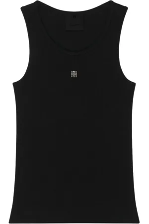 Givenchy Top, Dame, Sort, M, Ribbet Ærmeløs Sort Tank Top