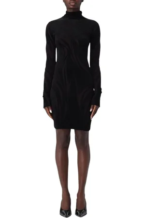 MUGLER Kjole, Dame, Sort, L, Elegant Velvet Mini Dress Bodycon