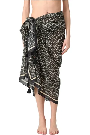 Tory Burch Badetøj, Dame, Sort, ONE SIZE, Sort Sarong med Tassel Detalje