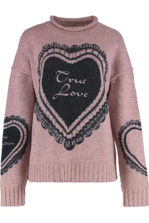 Acne Studios Strik, Dame, Flerfarvet, XS, Uld, Ribbet uldtrøje i crew-neck stil
