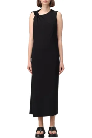 Sportmax Kjole, Dame, Sort, M, Elegant Knotted Midi Kjole