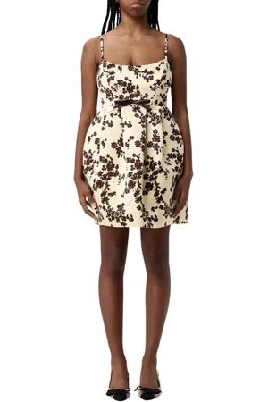 Elisabetta Franchi Kjole, Dame, Gul, L, Gul Blomstret A-Line Kjole