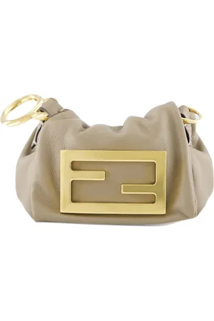 Fendi Taske, Dame, Grå, ONE SIZE, Læder, Grå Læder Crossbody Taske med FF Lås