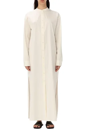 Jil Sander Kjole, Dame, Brun, S, Bomuld, Kamel Skjortekjole med Sideslidser