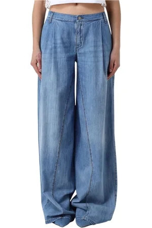 ERMANNO SCERVINO Jeans, Dame, Blå, 2XS, Uld, Stilfulde Wide Leg Denim Jeans
