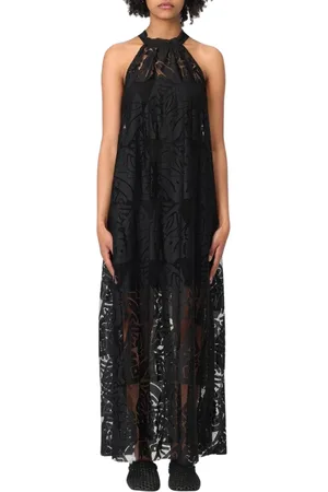 HANITA Kjole, Dame, Sort, M, Elegant Blonde Halter Maxi Kjole