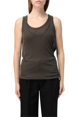 Helmut Lang Top, Dame, Grå, L, Uld, Grå Lagdelt Tank Top Stilfuld Pasform