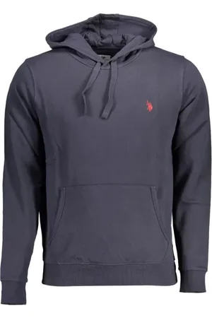 U.S. Polo Assn. Sweathshirts & Hoodies, Herre, Blå, L, Bomuld, Blå Bomuldshættetrøje med Logo