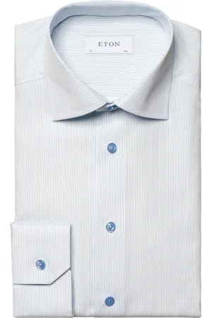 Eton Skjorte, Herre, Blå, 7XL, Bomuld, Moderne Mikroprint Poplin Skjorte