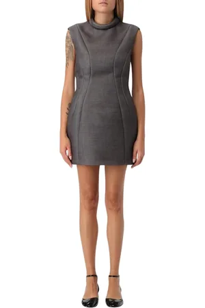 Serafini Kjole, Dame, Grå, S, Uld, Grå High Neck Mini Kjole