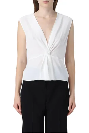 Pinko Top, Dame, Hvid, XL, Uld, Elegant Ærmeløs Bluse