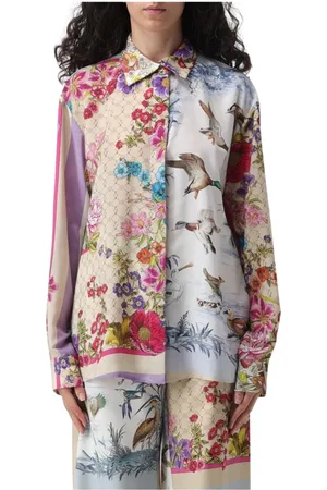 VIVETTA Bluser & Skjorter, Dame, Flerfarvet, L, Blomsterfugleprintskjorte
