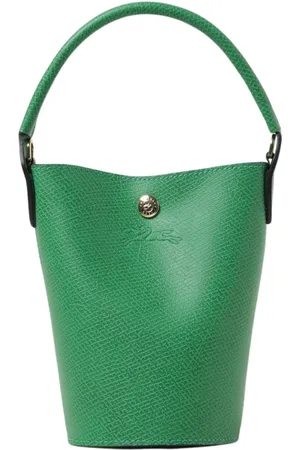Longchamp Taske, Dame, Grøn, ONE SIZE, Læder, Mini Bucket Bag i kornet læder