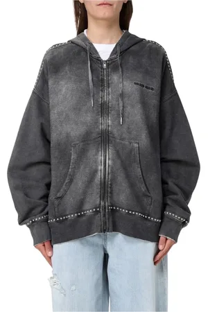 Golden Goose Sweathshirts & Hoodies, Dame, Grå, M, Uld, Embellished ZipUp Hoodie