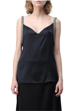 Fabiana Filippi Top, Dame, Sort, S, Silke Top med Pyntestropper Sort