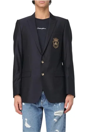 Dolce & Gabbana Jakkesæt, Herre, Blå, M, Uld, Blå Crest Blazer