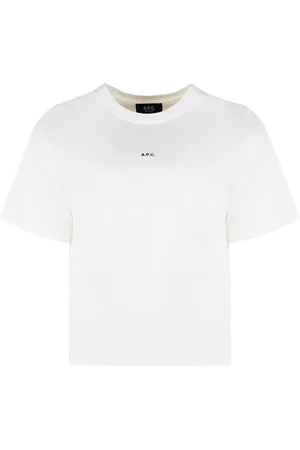 A.P.C. Top, Dame, Hvid, L, Bomuld, Ribbet crew-neck bomuld T-shirt