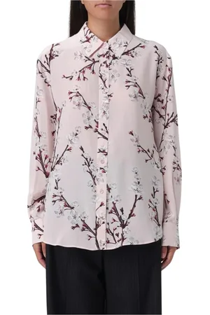 Alexander McQueen Bluser & Skjorter, Dame, Lyserød, S, Blomstret Silkebluse