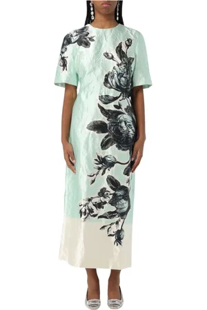 Erdem Kjole, Dame, Flerfarvet, L, Uld, Mint Blomstret Midi Kjole