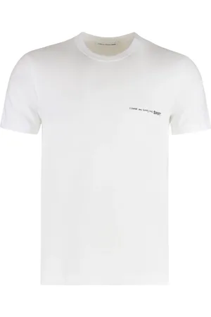 Comme des Garçons Top, Herre, Hvid, L, Bomuld, Ribbet krave bomuld crew-neck T-shirt