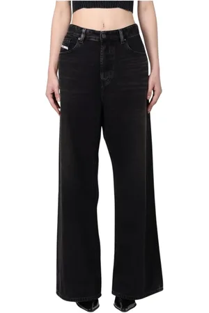 Diesel Jeans, Dame, Sort, W29, Uld, Multifarvet Wide-Leg Jeans