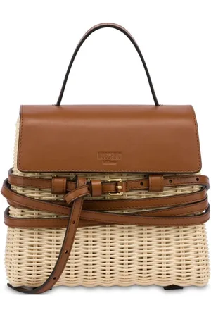 Moschino Taske, Dame, Brun, ONE SIZE, Uld, Beige Foldover Top Skuldertaske