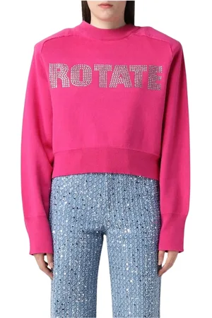 ROTATE Strik, Dame, Lyserød, XS, Uld, Fuchsia Rhinestone Pullover Sweater