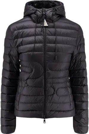 Moncler Jakke, Dame, Sort, XS, Uld, Sort hættetrøje med lynlås lukning