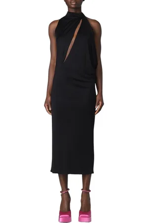VERSACE Kjole, Dame, Sort, XS, Elegant Jersey Strik Kjole