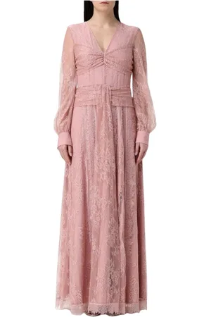Pinko Kjole, Dame, Lyserød, S, Uld, Elegant Blonde Maxi Kjole
