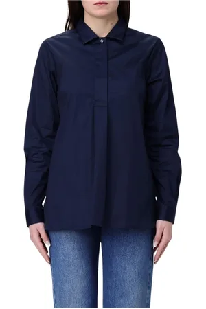 FAY Bluser & Skjorter, Dame, Blå, M, Hvid Poplin Bluse til Kvinder