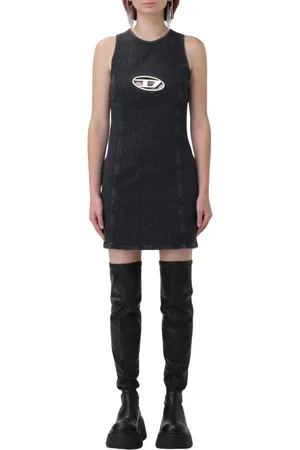 Diesel Kjole, Dame, Sort, XS, Uld, Sort Mini Kjole Udsnit Detalje