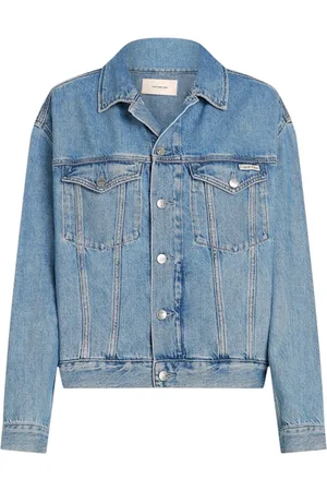 Calvin Klein Jakke, Dame, Blå, S, Denim, Denim Patchwork Jakke med knaplukning