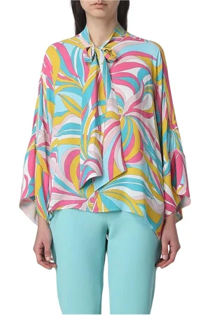 Pinko Bluser & Skjorter, Dame, Flerfarvet, XS, Uld, Multifarvet Slips Hals Silkebluse