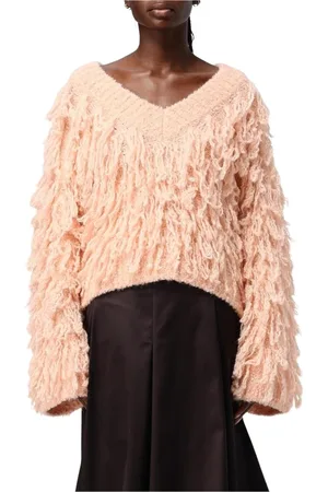 GENNY Strik, Dame, Lyserød, XS, Uld, Lyserød Frynsestrik Sweater