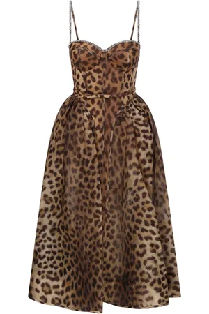 ZIMMERMANN Kjole, Dame, Brun, S, Leopard Panelled Midi Dress