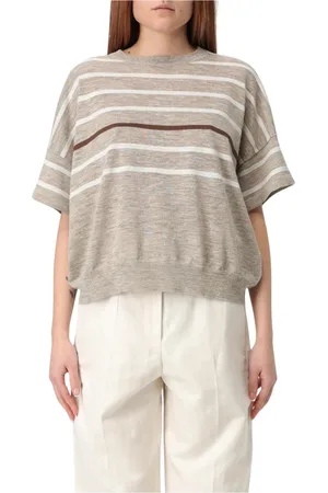 Brunello Cucinelli Strik, Dame, Flerfarvet, S, Stribet strikket top
